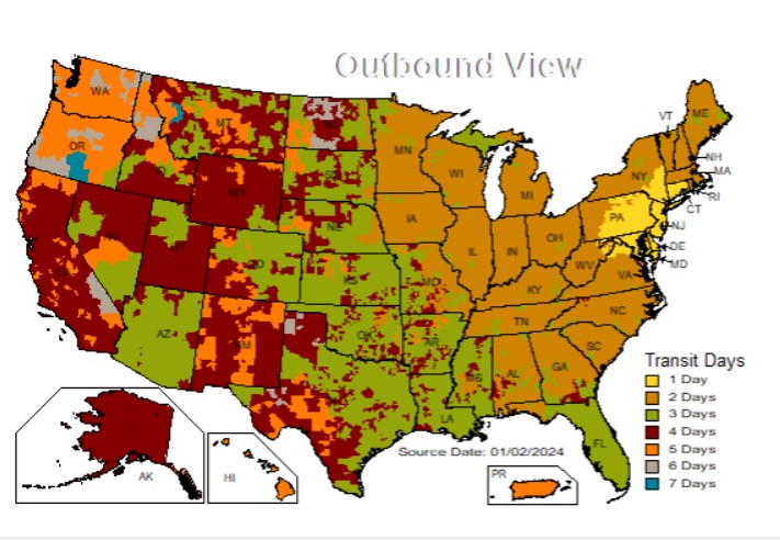 outbound shipping map